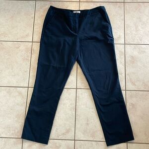 Navy women’s slacks , sits just below waist, regular length